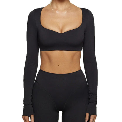 Yoga Abdominal Exercising Band Chest Pad Long Sleeve Top For Women