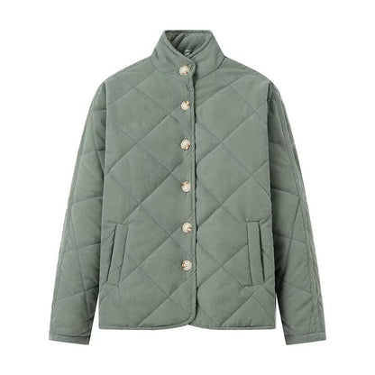European And American Diamond Lattice Stand-up Collar Cotton-padded Clothes