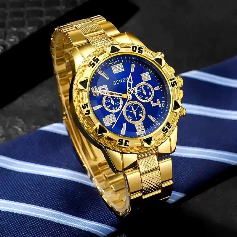 Blue Light Glass Men's Business Steel Belt Quartz Watch