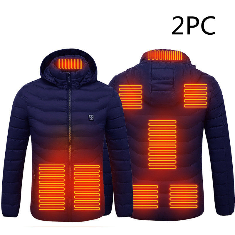 Men's Intelligent 8-zone Heating Stand Collar Hooded Lightweight Heating Insulation Jacket