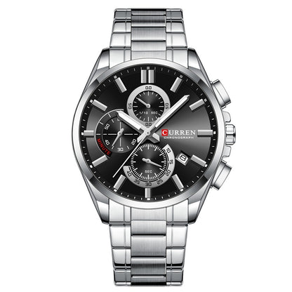 Men's Steel Strap Watch Waterproof Six-pin Timing