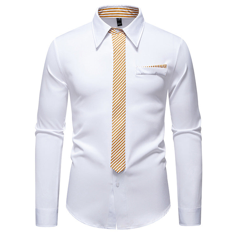 New Fashion Temperament Men's Long-sleeved Shirt