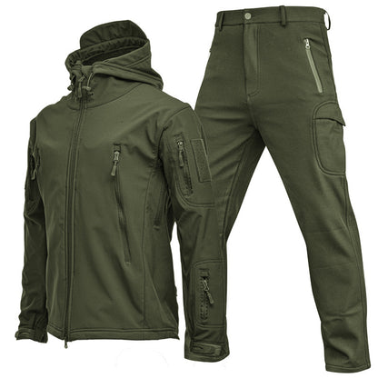 Outdoor Shark Skin Soft Shell Jacket Suit Men