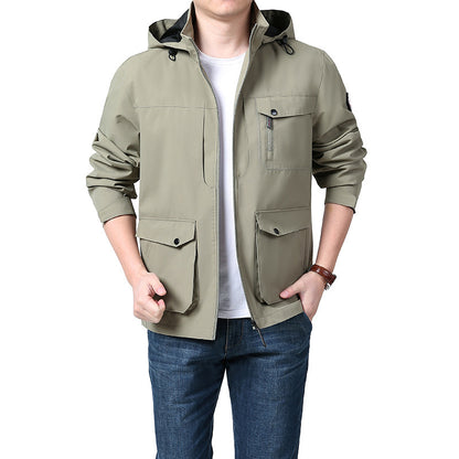 Men's Outdoor New Shell Jacket Plus Size Off Hat Multi-pocket Jacket