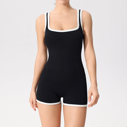 Ladies Belt Chest Pad Sports Vest One-piece Shorts