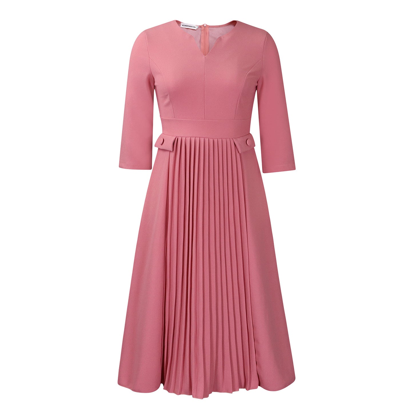 Women's Solid Color Plus Size Fashion Pleated Dress