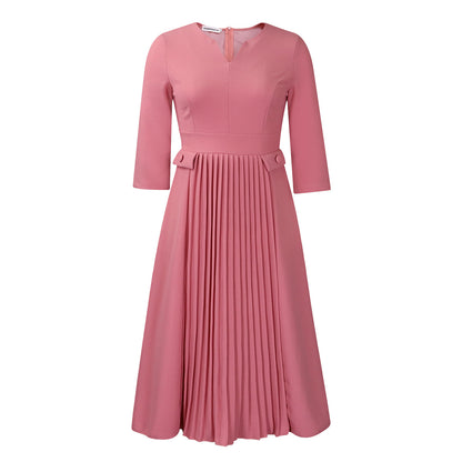 Women's Solid Color Plus Size Fashion Pleated Dress