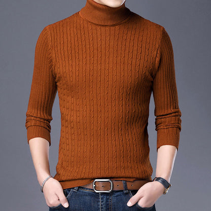 Men's Turtleneck Solid Color Twisted Sweater