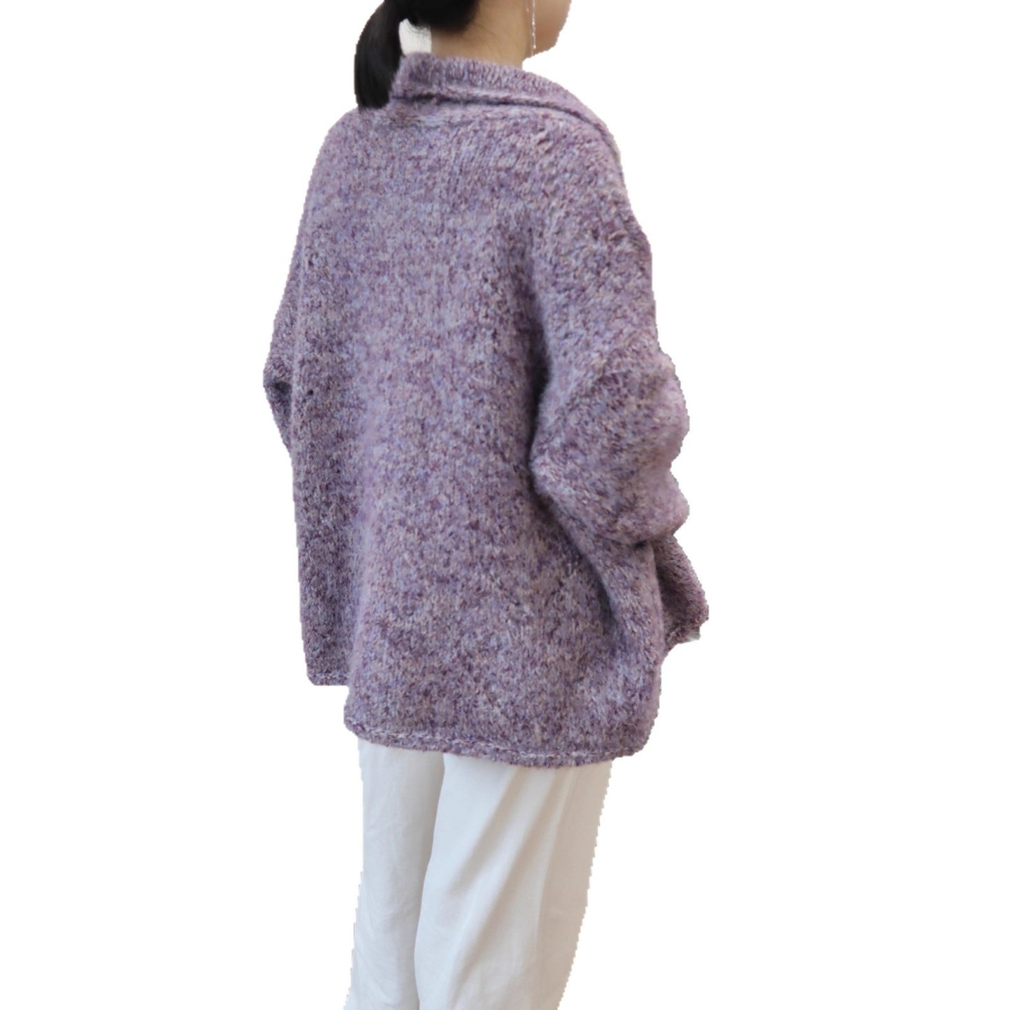 Loose Knitted Cardigan Half-open Collar Women's Sweater Jacket