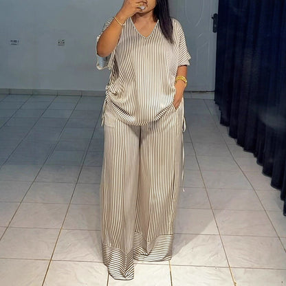 Straight Plus Size Set With Drawstring On Both Sides
