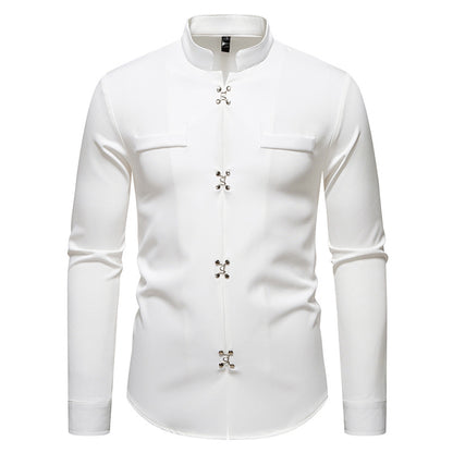 New Men's Long-sleeved Shirt High-grade Ruan Handsome Loose Casual Shirt Trendy