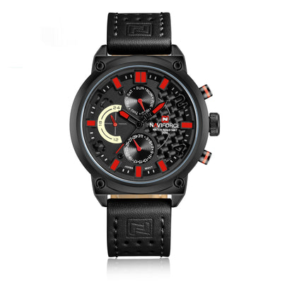 Men's Leather Belt Quartz Watch Waterproof Leisure