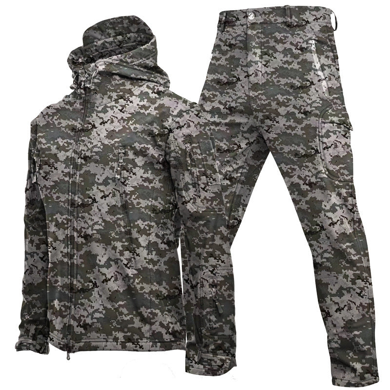Outdoor Shark Skin Soft Shell Jacket Suit Men