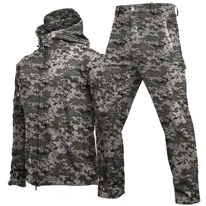 Outdoor Shark Skin Soft Shell Jacket Suit Men